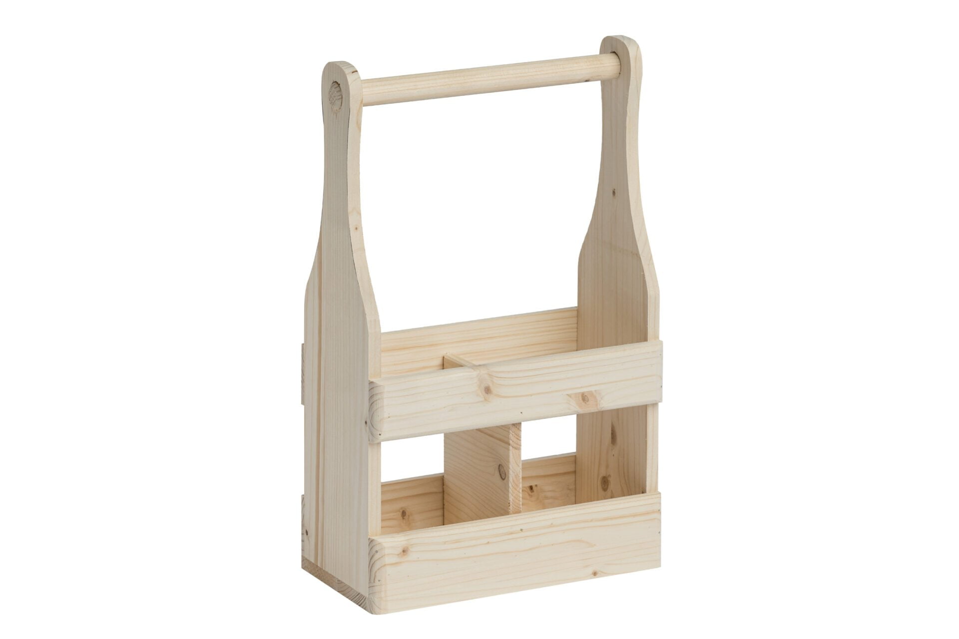 Wooden bottle carrier with handle for 2 standard bottles, 750 ml - Internal dimensions: 22.1x10.6x34.1