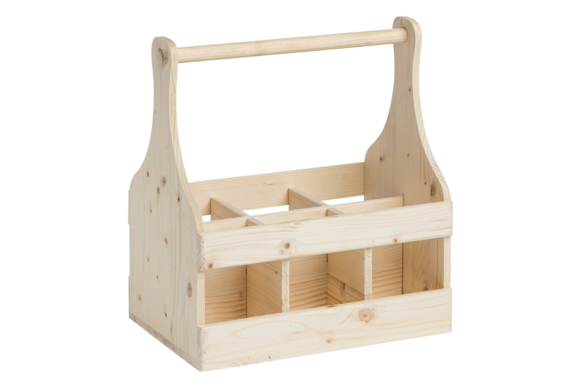 Holz Bier oder Weinträger mit Griff - 6 x 750 ml Flaschen - Innenmaße: 33,6X22,1X34,1