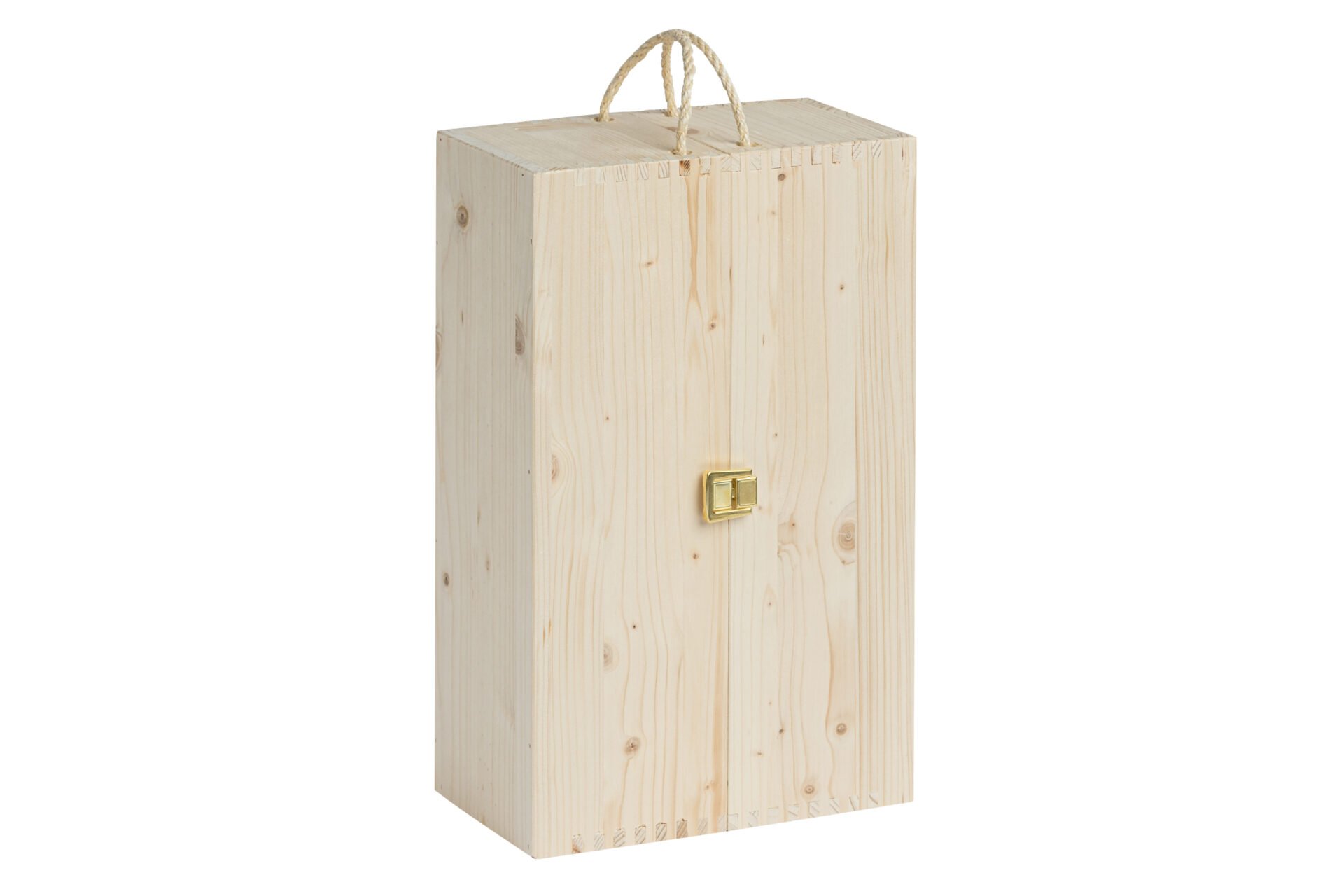 Holzkiste mit Klappöffnung - 1+1 x 750 ml Flaschen Wein - Innenmaße: 21,6X10,6X34,1