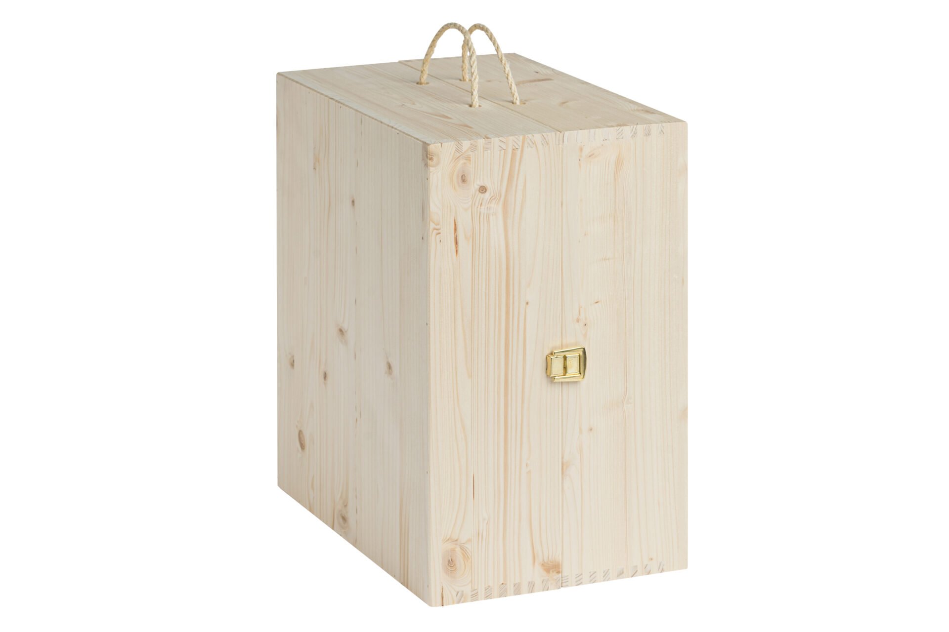 Holzkiste mit Klappöffnung - 3+3 x 750 ml Flaschen Wein - Innenmaße: 21,6X31,6X34,1