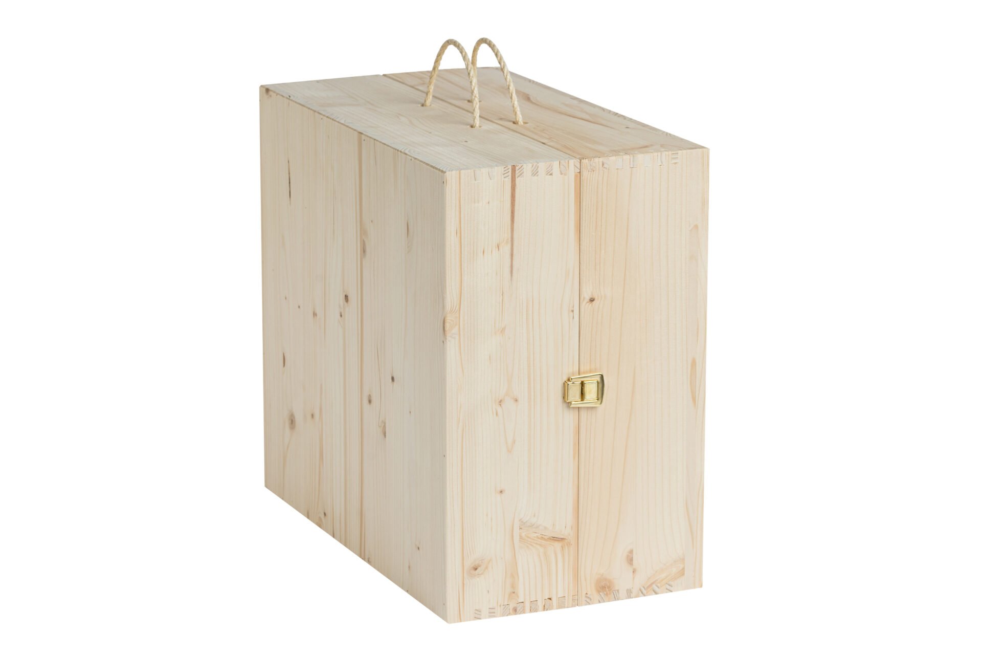 Holzkiste mit Klappöffnung - 4+4 x 750 ml Flaschen Wein - Innenmaße: 21,6X38,6X34,1