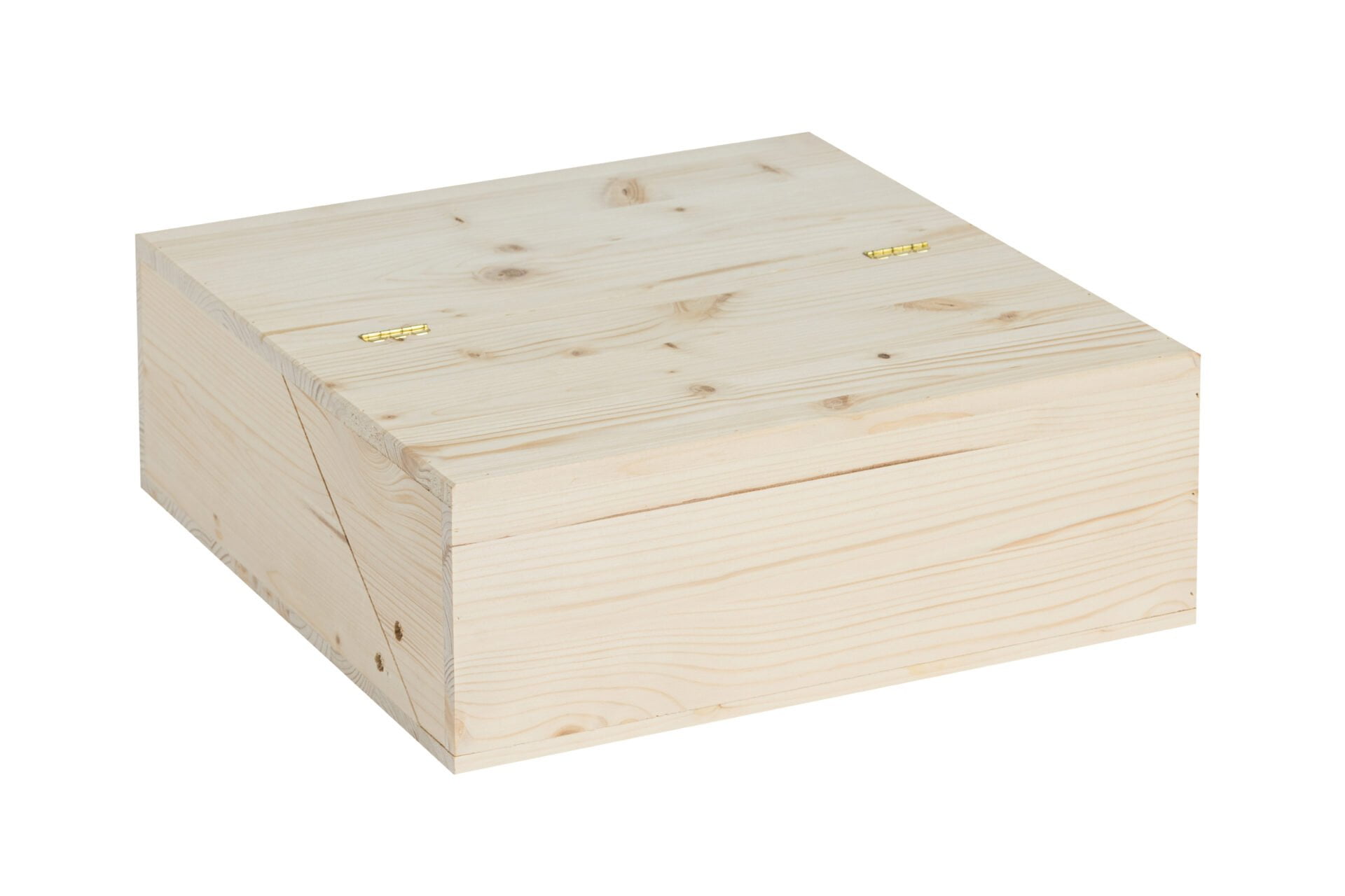 Wooden box with flap lid for 3 standard bottles, 750 ml - Internal dimensions: 34.1X31.6X10.6