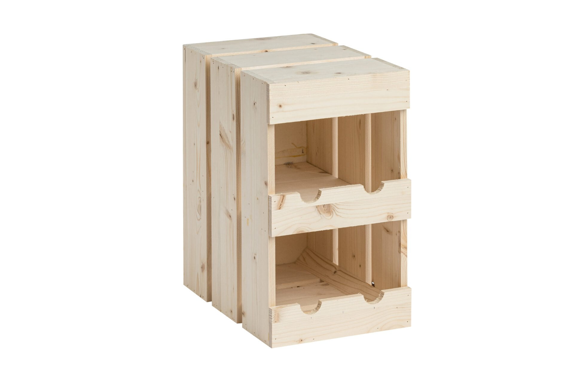 Cassetta in legno tipo cantinetta per 2+2 bottiglie standard da 750 ml