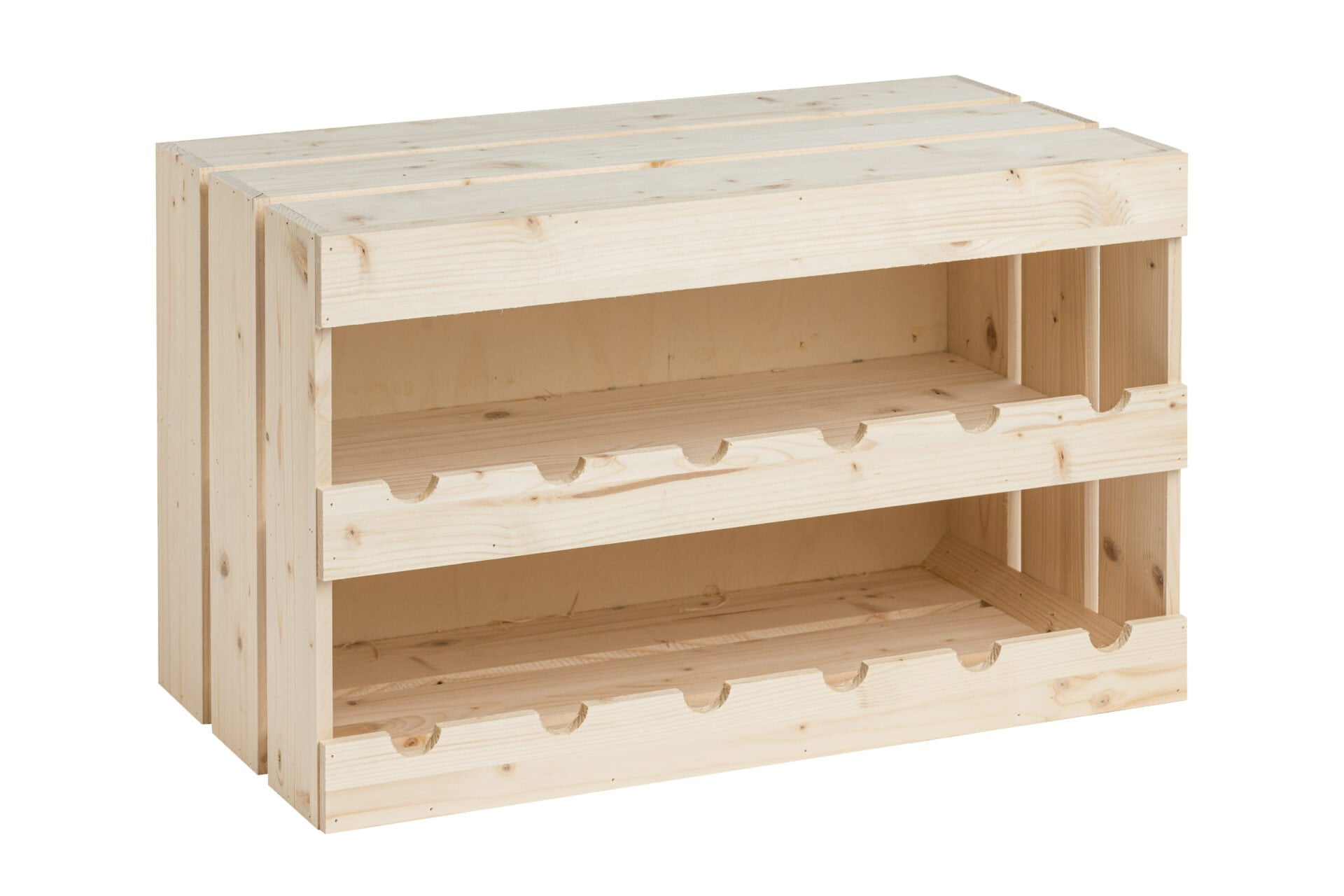 Cassetta in legno tipo cantinetta per 6+6 bottiglie standard da 750 ml