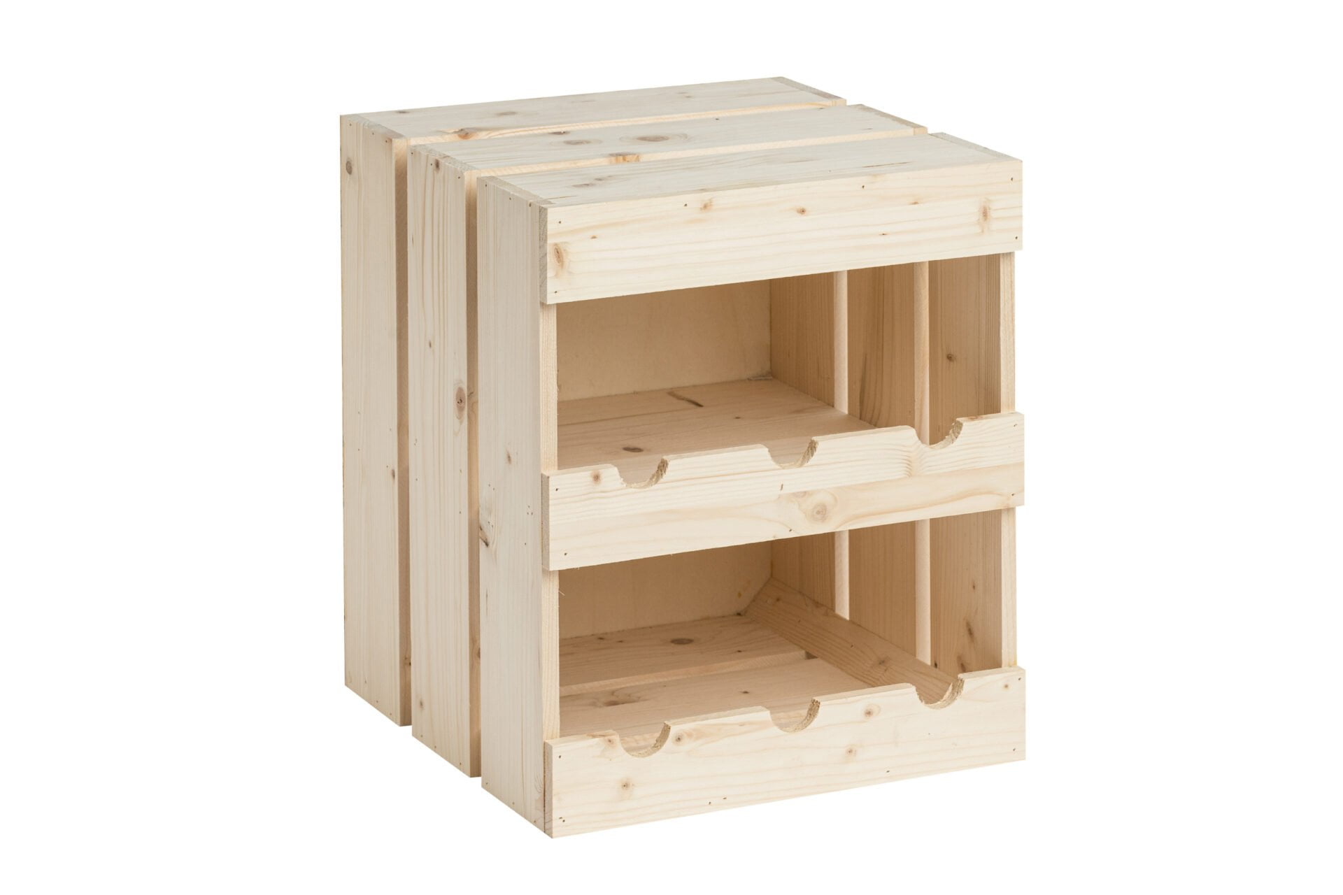 Cassetta in legno tipo cantinetta per 3+3 bottiglie standard da 750 ml