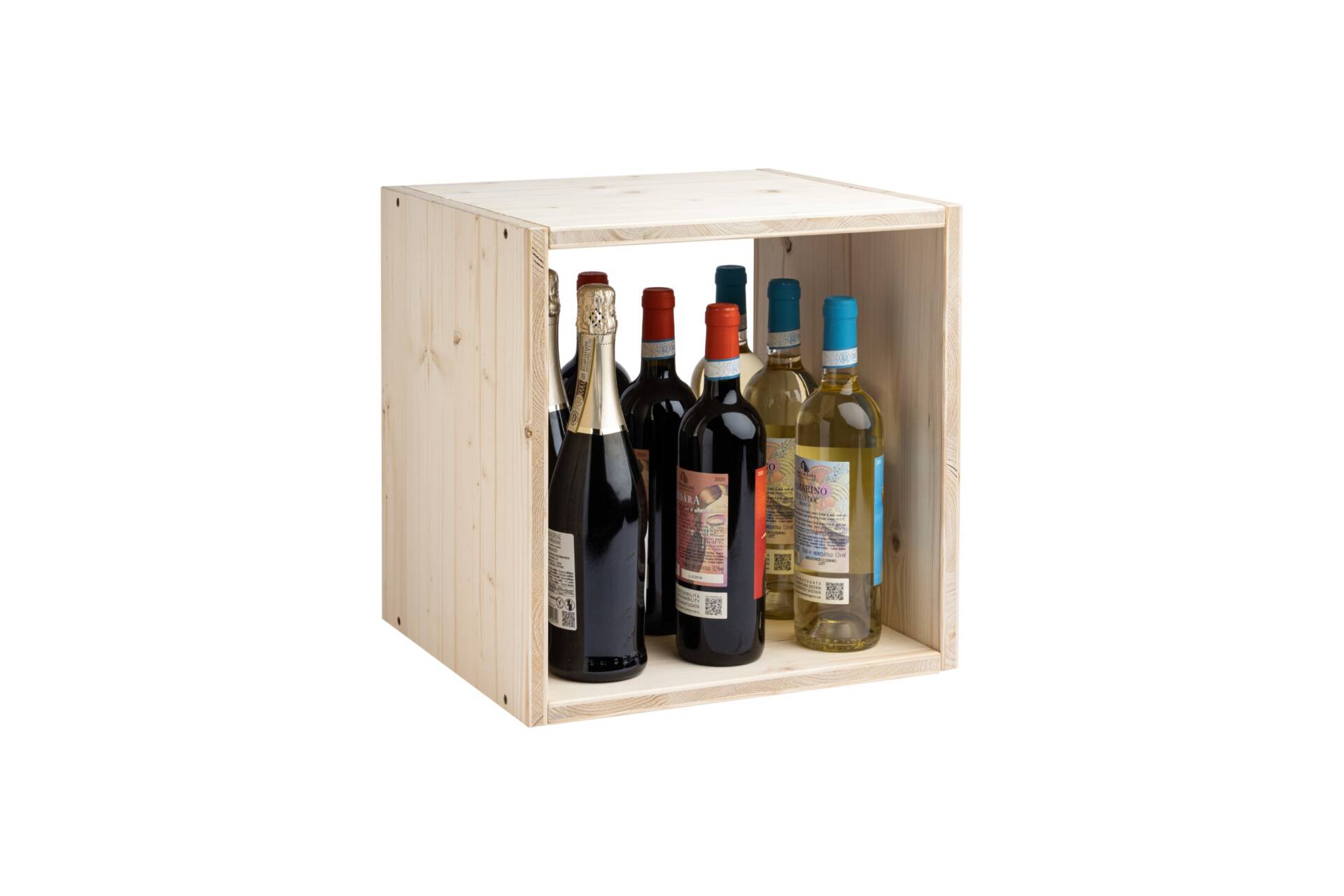 Weinregal aus Holz für 9 x 750 ml Flaschen - Außenmaße: 40X35X40