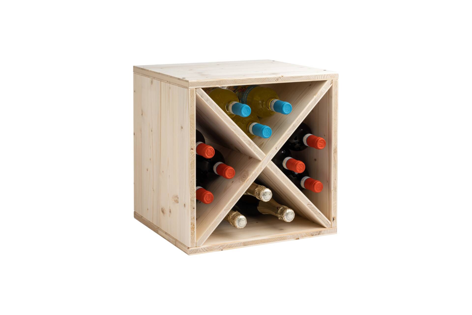 Weinregal aus Holz für 12 x 750 ml Flaschen - Außenmaße: 40X35X40