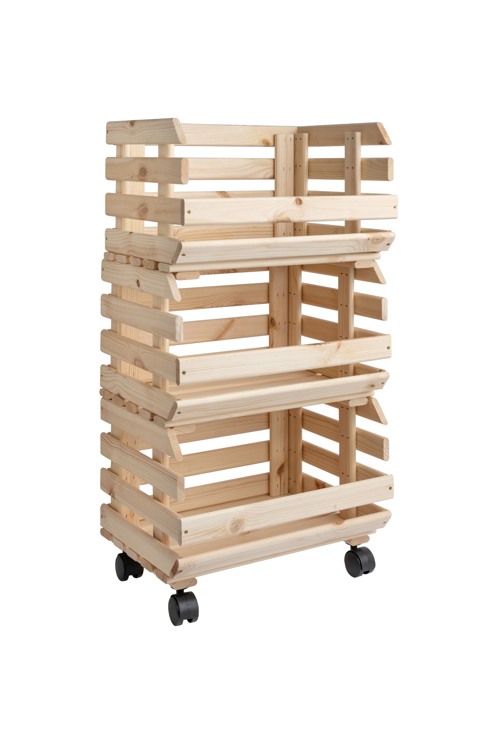 Wooden trolley for vegetables - External dimensions: 39,5x29,5x76