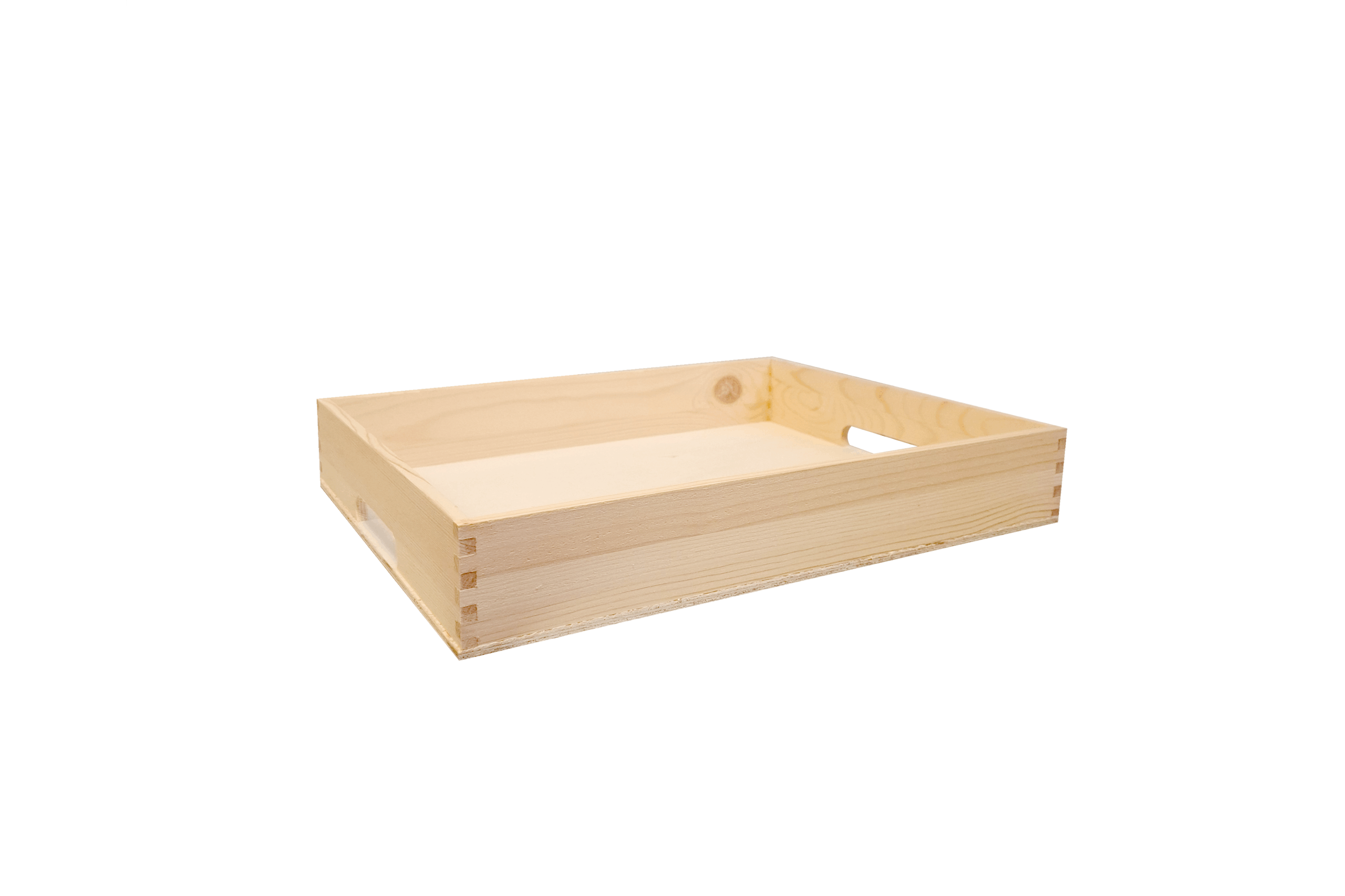 Cassetta in legno tipo vassoio con fori maniglie - Misure interne: 40 X 30 X 6